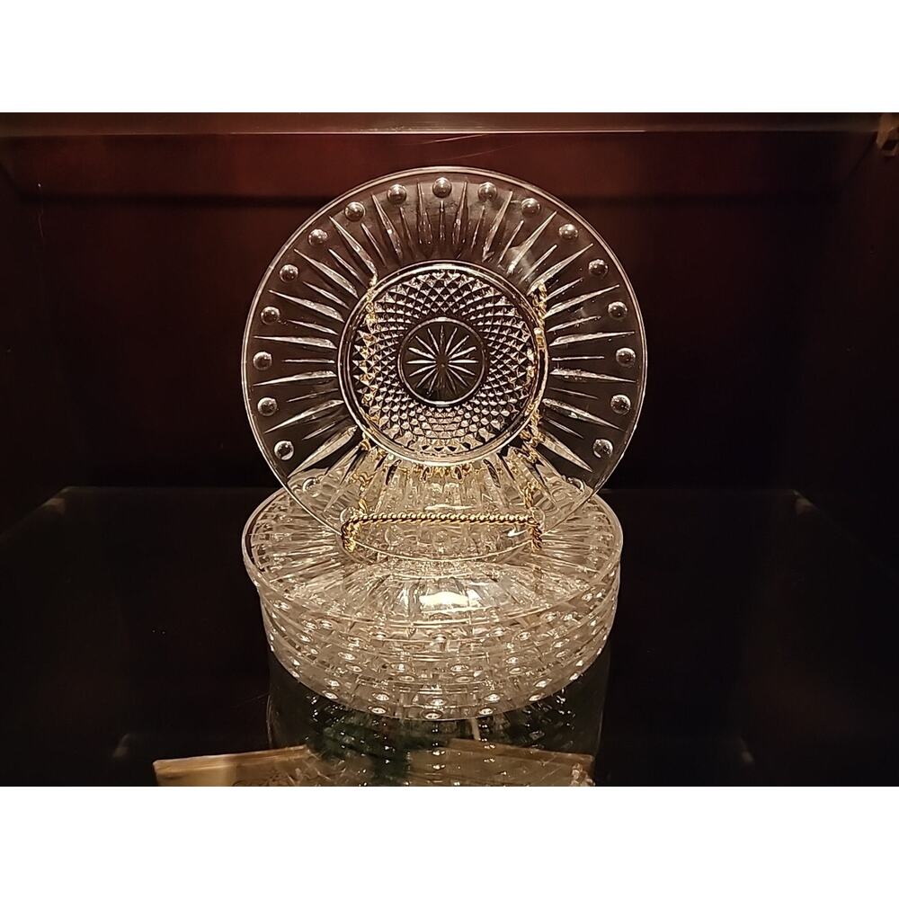 Shannon Crystal Godinger Sutton Place Salad Plates Set of 7 VINTAGE Lead Crystal